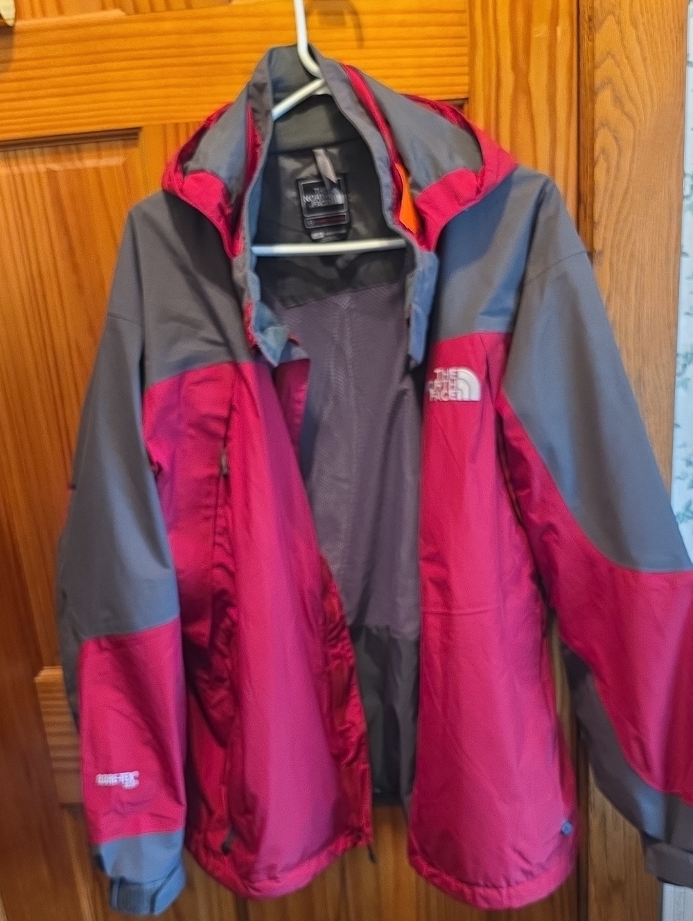 The North Face Pink and Gray Waterproof Shell Jacket